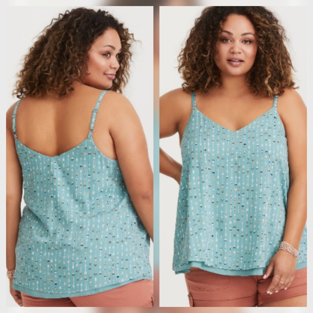 Turquoise Arrow Challis Double Layer Swing Cami